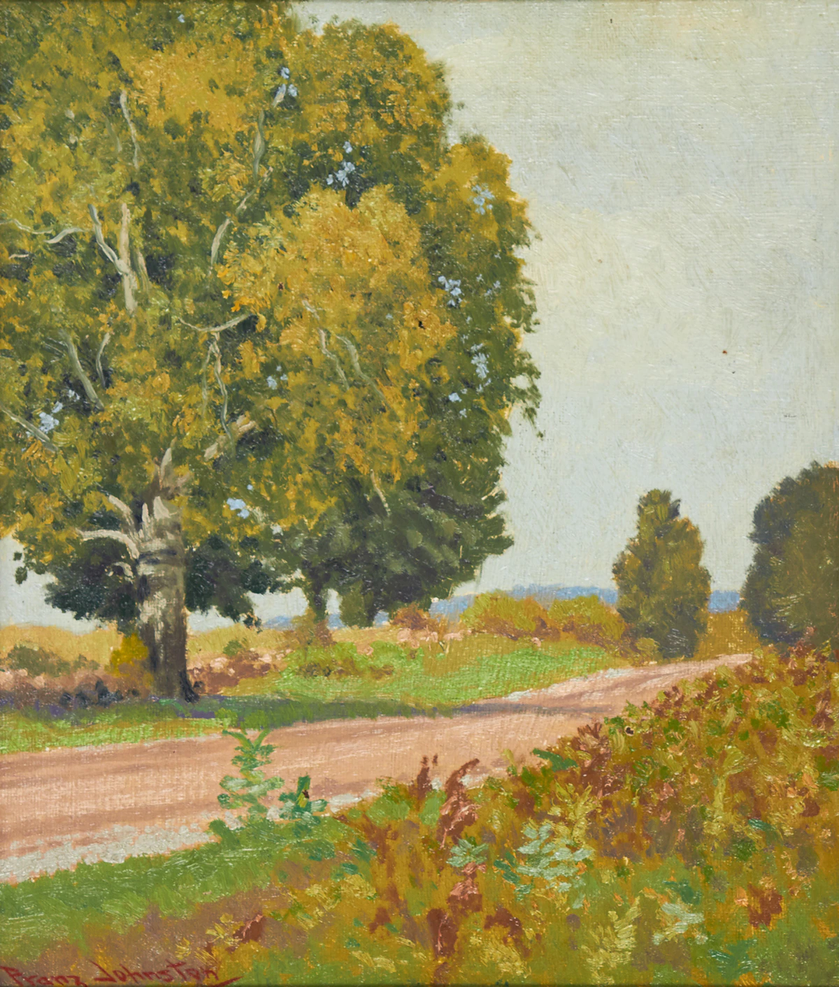 Frank Hans Johnston, September Side Road, oil on board