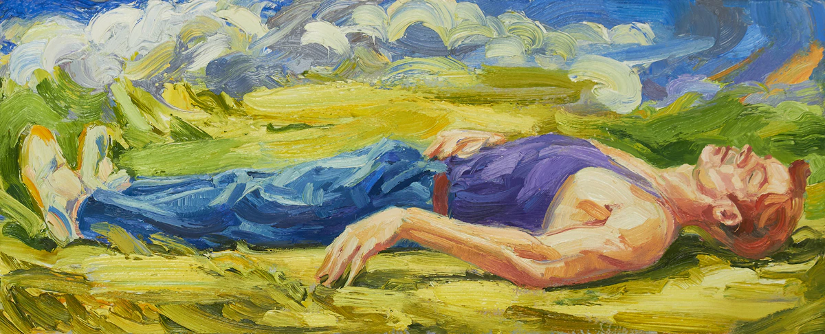 Jonathan Waller, Man Laying in a Summer Landscape, oil on canvas