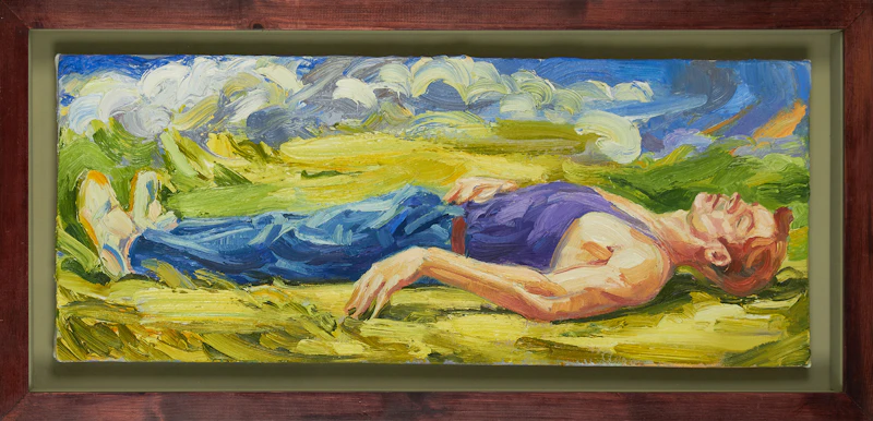 Jonathan Waller, Man Laying in a Summer Landscape, oil on canvas - view 2