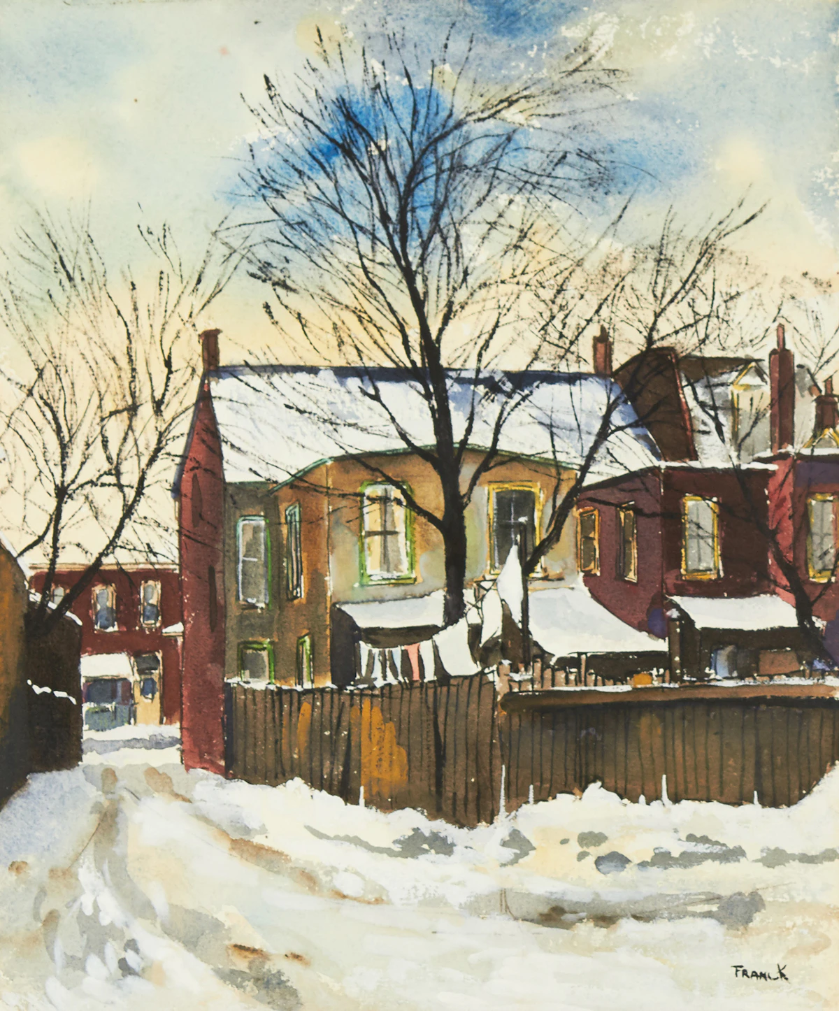 Albert Jacques Franck, Ontario Street Backyard, watercolour, 1965