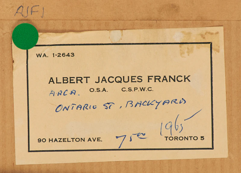 Albert Jacques Franck, Ontario Street Backyard, watercolour, 1965 - view 3