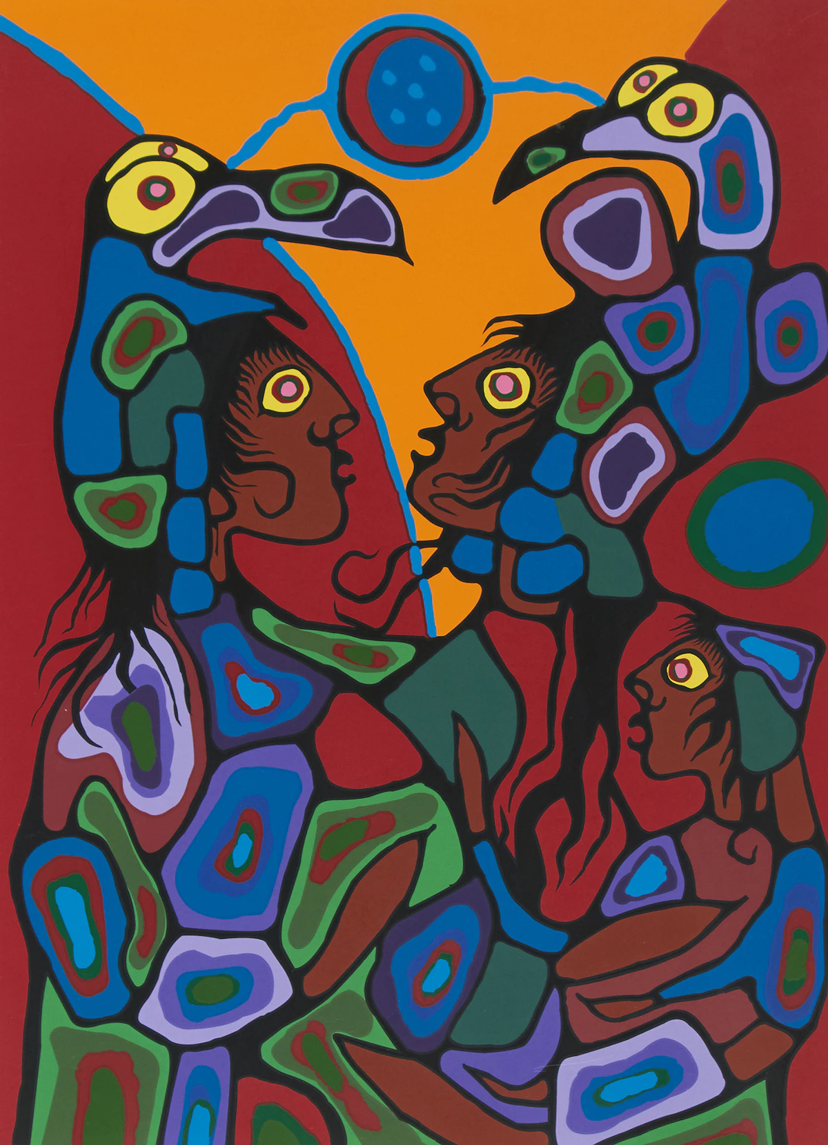 Norval Morrisseau, Family, colour silkscreen