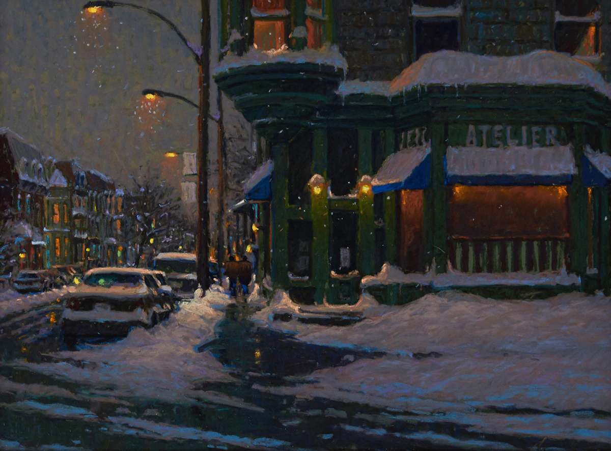 Richard Savoie, Nuit Rue Cherrier, pastel