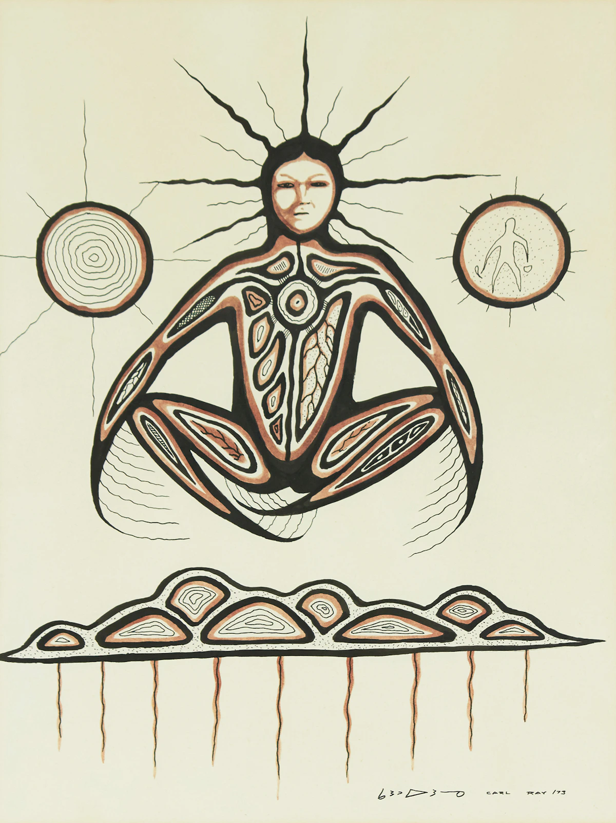 Carl Ray, Mother Earth, ink and watercolour, 1973