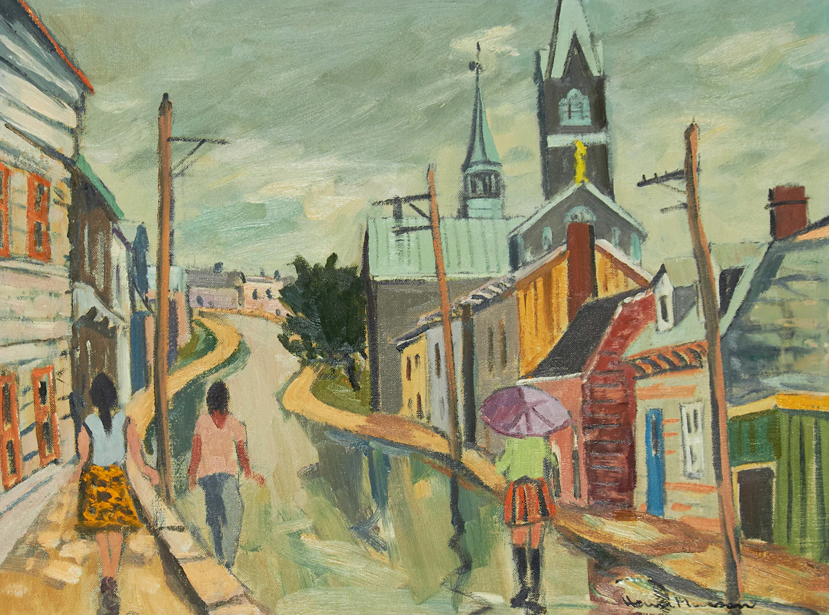 Henri Leopold Masson, Rue Franklin, Quebec, oil on canvas, 1979