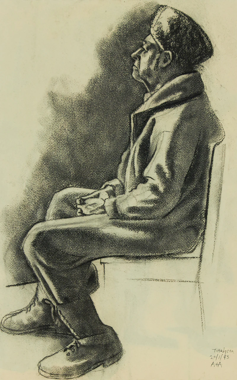 Thomas Sherlock Hodgson, Two Figural Studies, charcoal on paper, 1942/1943 - view 2