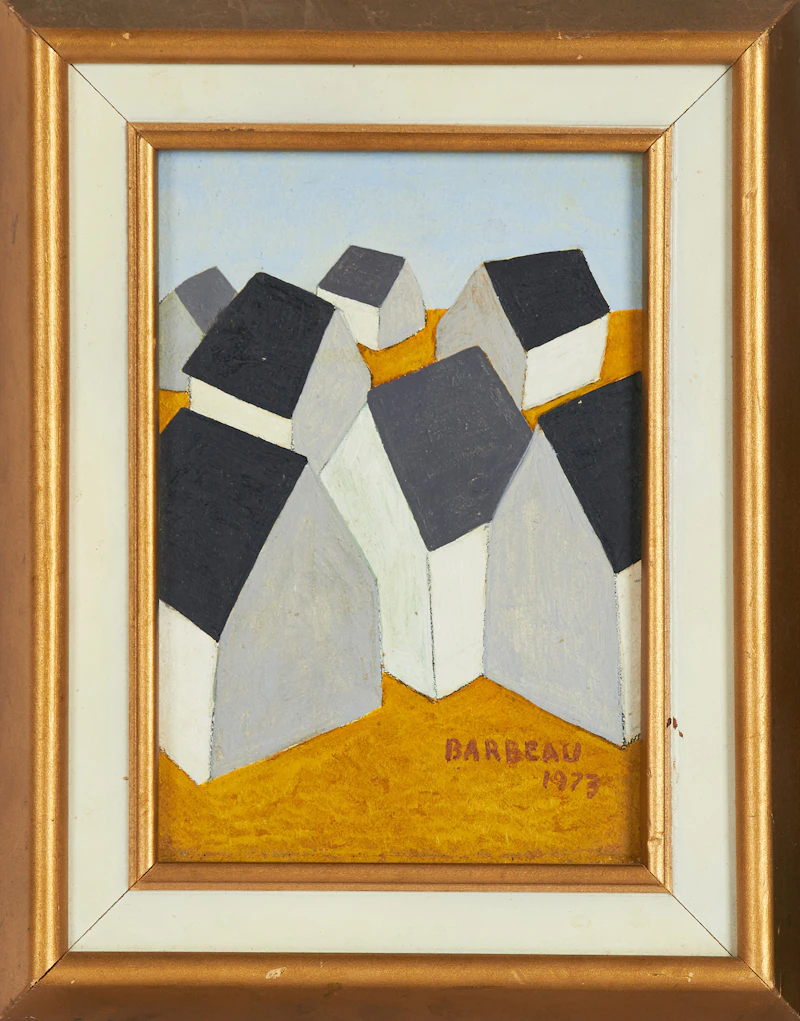 Jacques Barbeau, Les granges commères, acrylic on board, 1973 - view 2