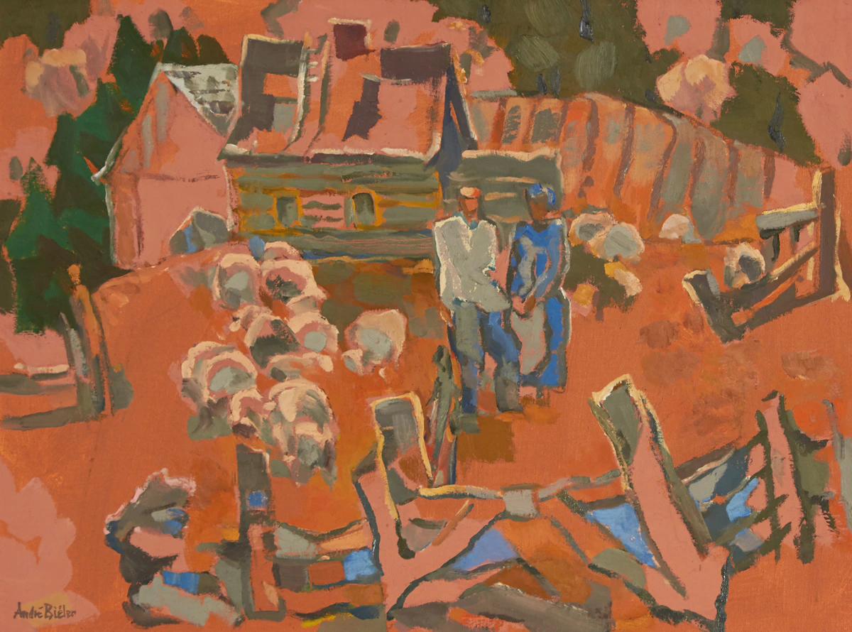 André Charles Biéler, Les Moutons, oil on canvas board, 1973