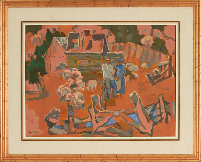 André Charles Biéler, Les Moutons, oil on canvas board, 1973 - view 2