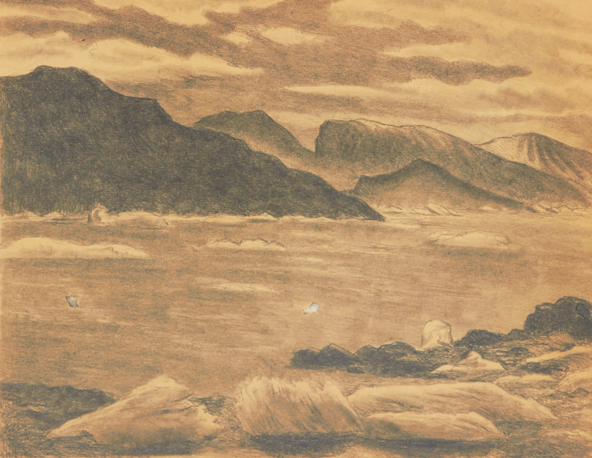 Unknown Artist, Studies of Baffin and Ellesmere Islands, 25 charcoals on paper, 1934