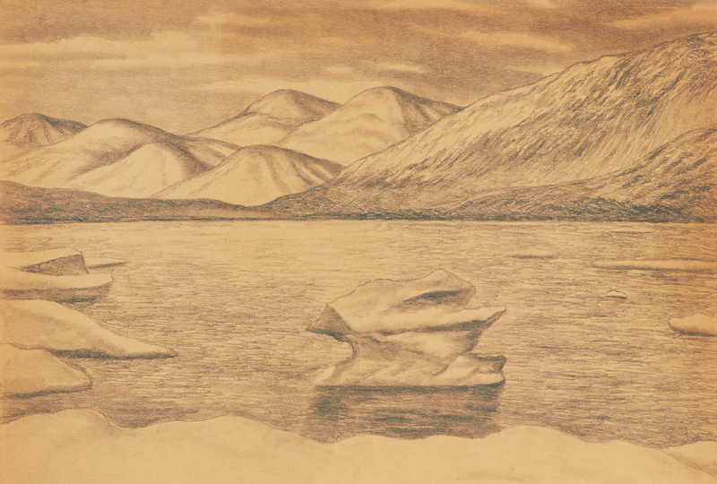 Unknown Artist, Studies of Baffin and Ellesmere Islands, 25 charcoals on paper, 1934 - view 12