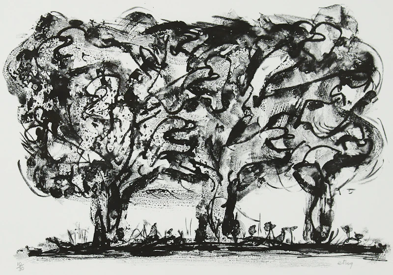 Sorel Etrog, Three Trees, silkscreen on Arches paper - view 1