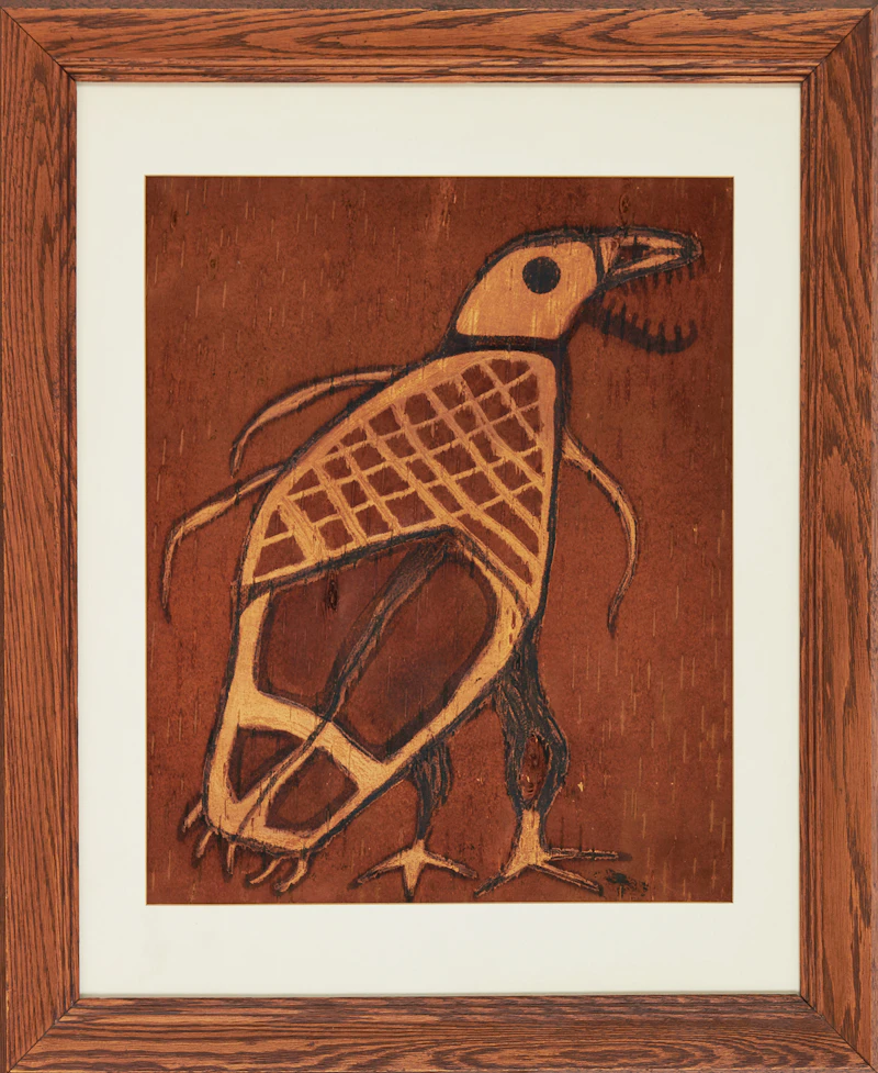Norval Morrisseau, Thunderbird, mixed media on birchbark - view 2