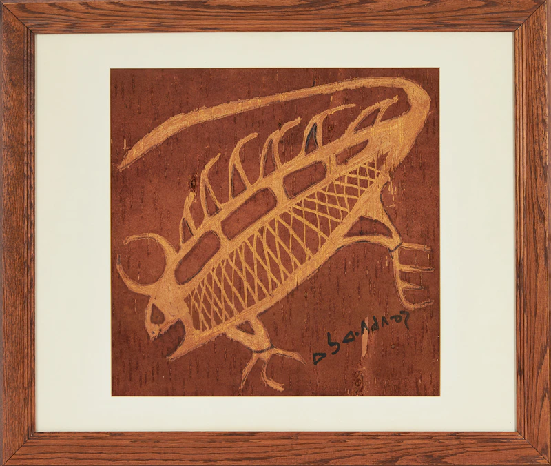 Norval Morrisseau, Water Beetle, mixed media on birchbark, circa 1965 - view 2