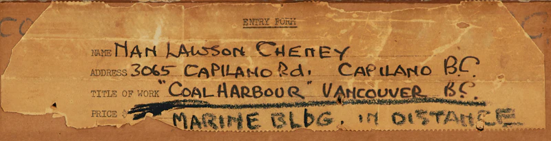 Anna Gertrude Lawson (Nan) Lawson Cheney, Up For The Winter, Coal Harbour, Vancouver, B.C., oil on board - view 3