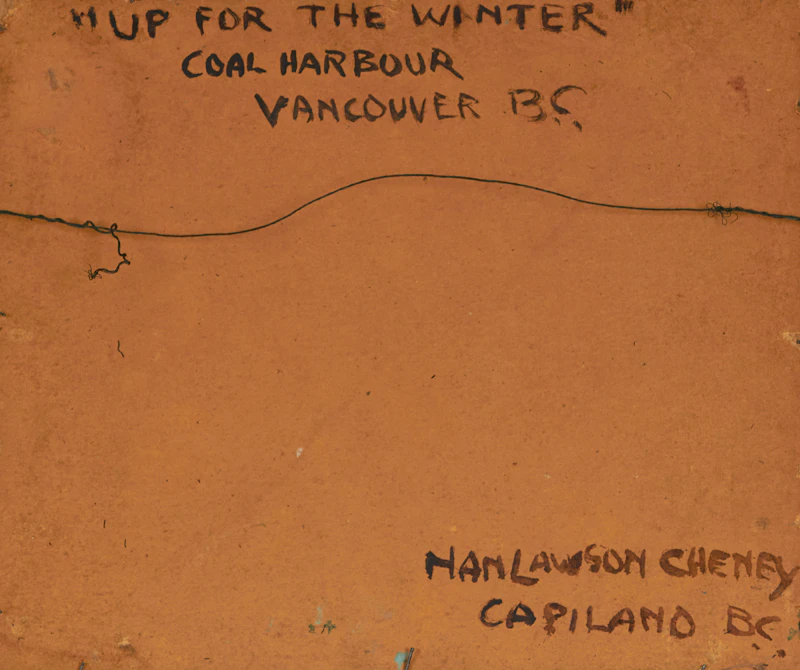 Anna Gertrude Lawson (Nan) Lawson Cheney, Up For The Winter, Coal Harbour, Vancouver, B.C., oil on board - view 4