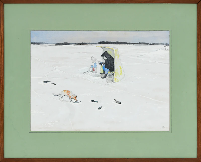 William Kurelek, The Good Fish and the Bad, gouache, 1966 - view 2