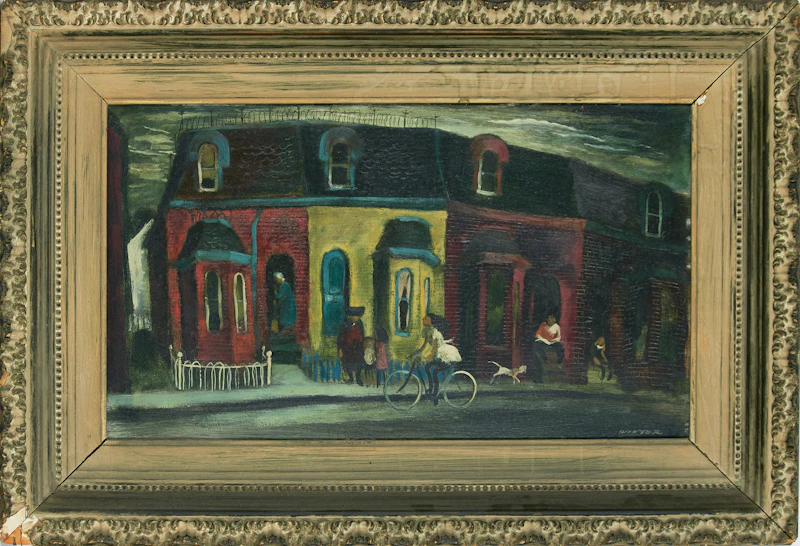 William Arthur Winter, Bicycling through the Neighbourhood, oil on board - view 2