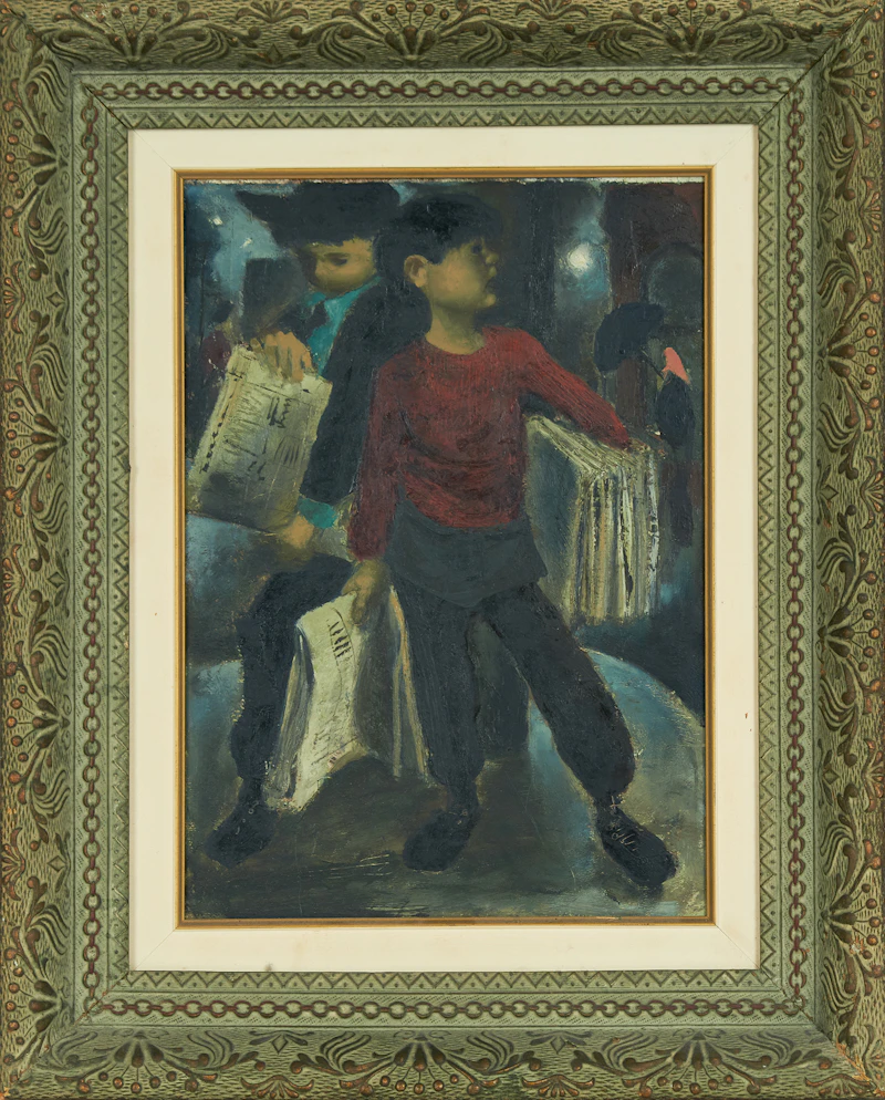 William Arthur Winter, Newsboy, oil on board - view 2