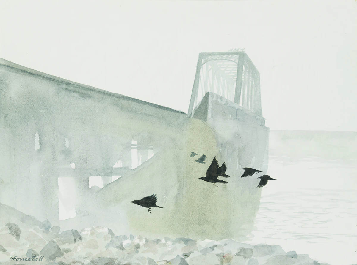 Thomas de Vany Forrestall, Bridge in Fog, watercolour