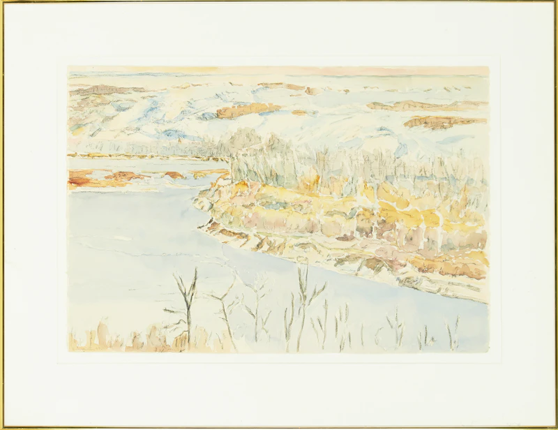 Dorothy Elsie Knowles, Riverbank Snow, watercolour, 1989 - view 2
