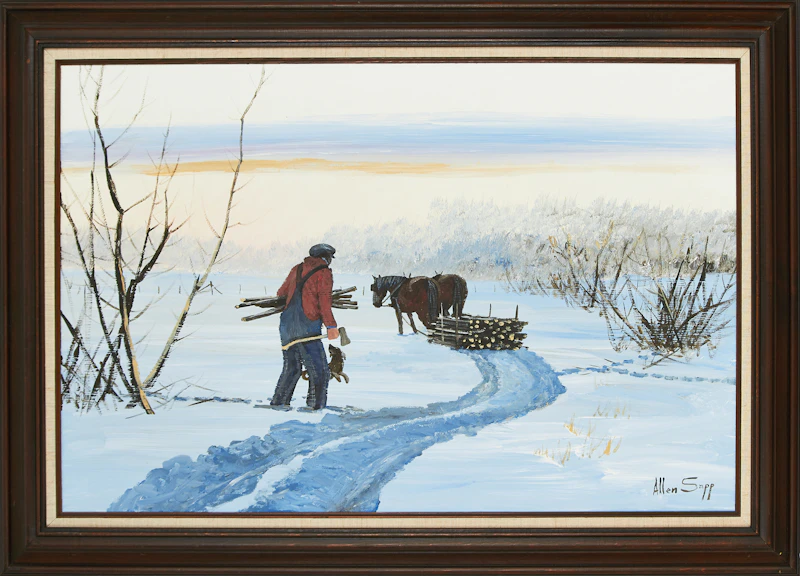 Allen Sapp, Going Home and Dog is Happy, acrylic on canvas - view 2