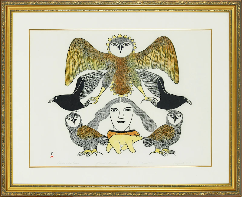 Kenojuak Ashevak, Together with Ravens, stonecut and stencil on paper, 1979 - view 2