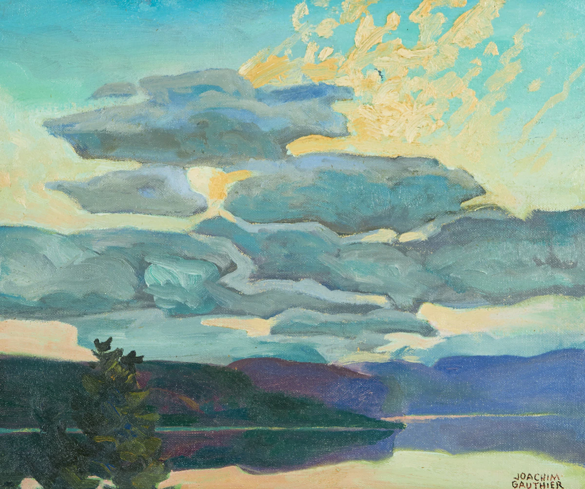 Joachim George Gauthier, Evening Clouds, Lake Kushog, oil on canvas board