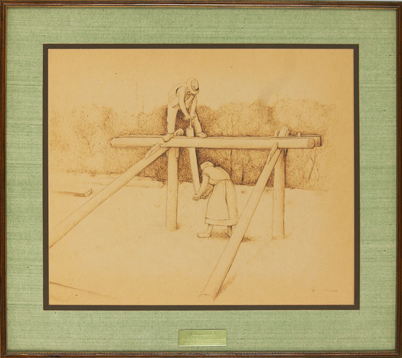 William Kurelek, Marriage Cooperation, ink drawing, 1974 - view 2