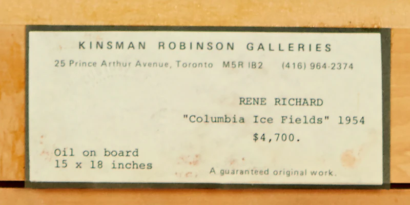 René Richard, Columbia Ice Fields, oil on board, 1954 - view 4