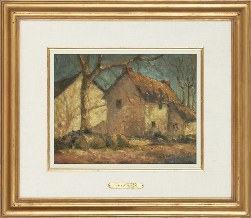 John William Beatty, Sunlit Houses, oil on board, circa 1908 - view 2