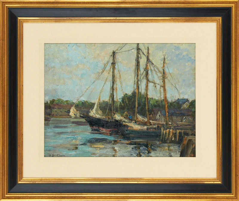 Berthe Des Clayes, Wharf Scene, oil on board - view 2