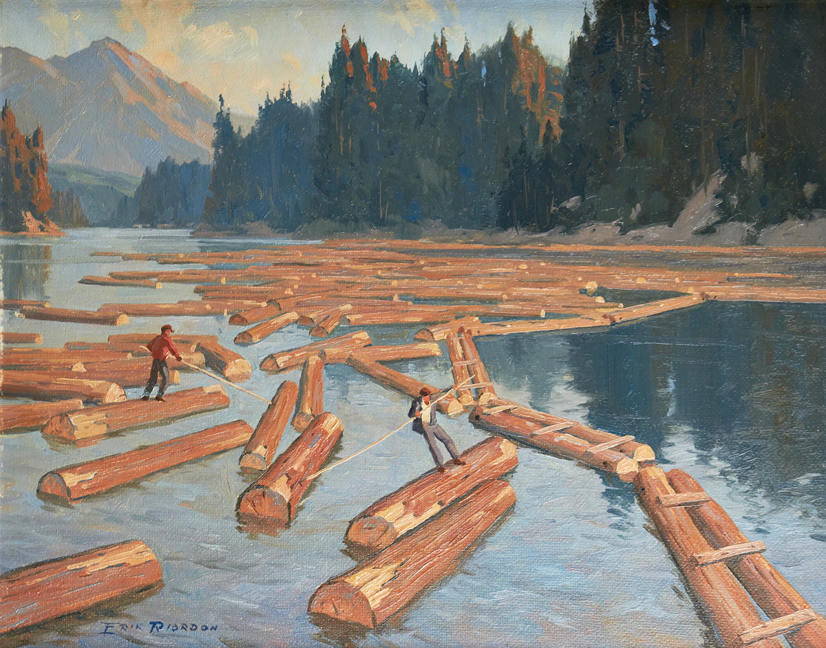Eric Riordon, On the North River, Laurentians, oil on board