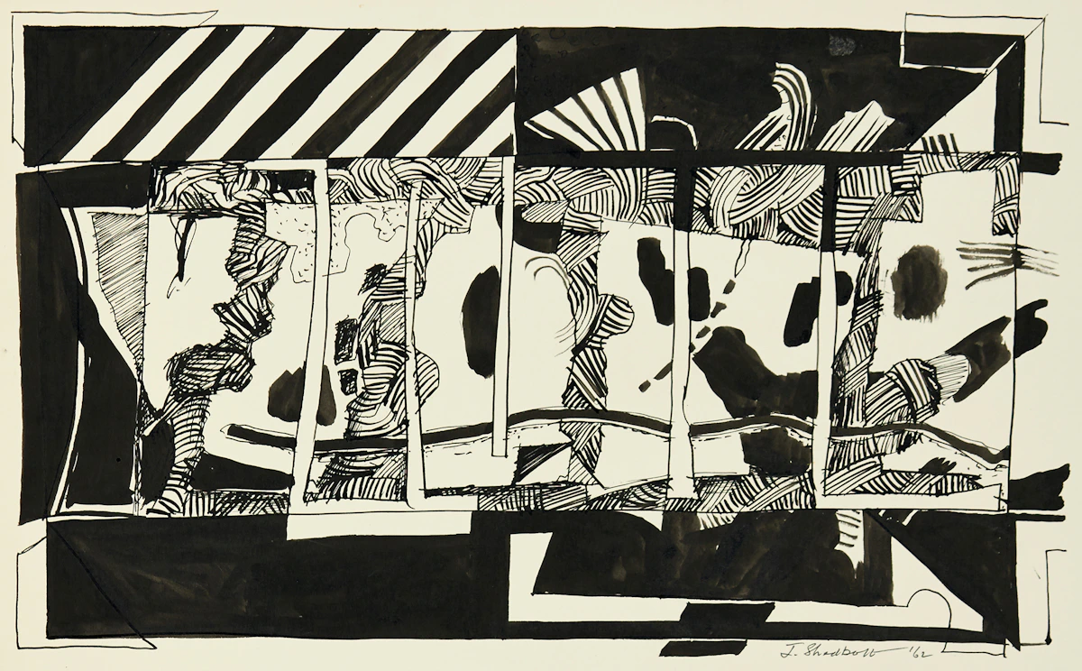 Jack Leonard Shadbolt, Trellis, ink, 1962