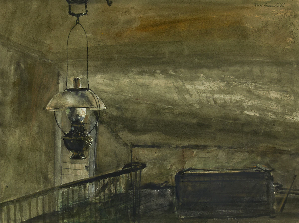 Thomas de Vany Forrestall, Interior with Lamp, watercolour