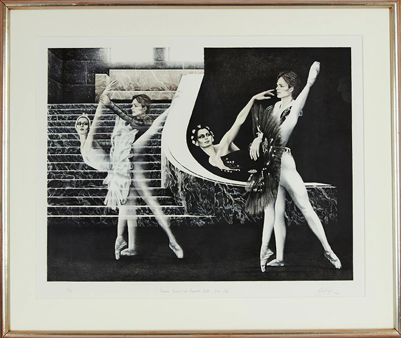 John Kerr, Veronica Tennant & Raymond Smith: Swan Lake, black and white lithograph, 1985 - view 2