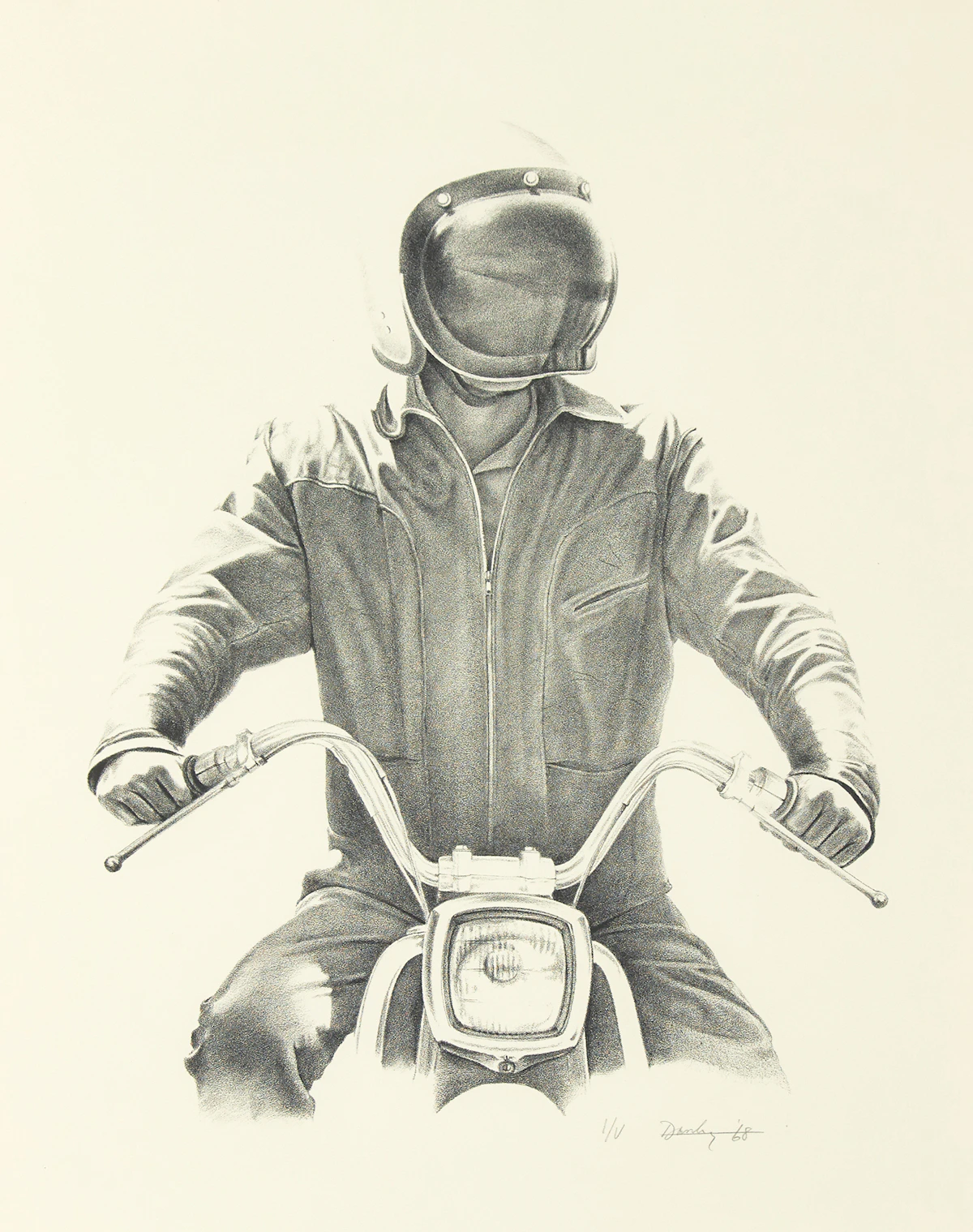 Kenneth Danby, Heading Out, black and white lithograph, 1968
