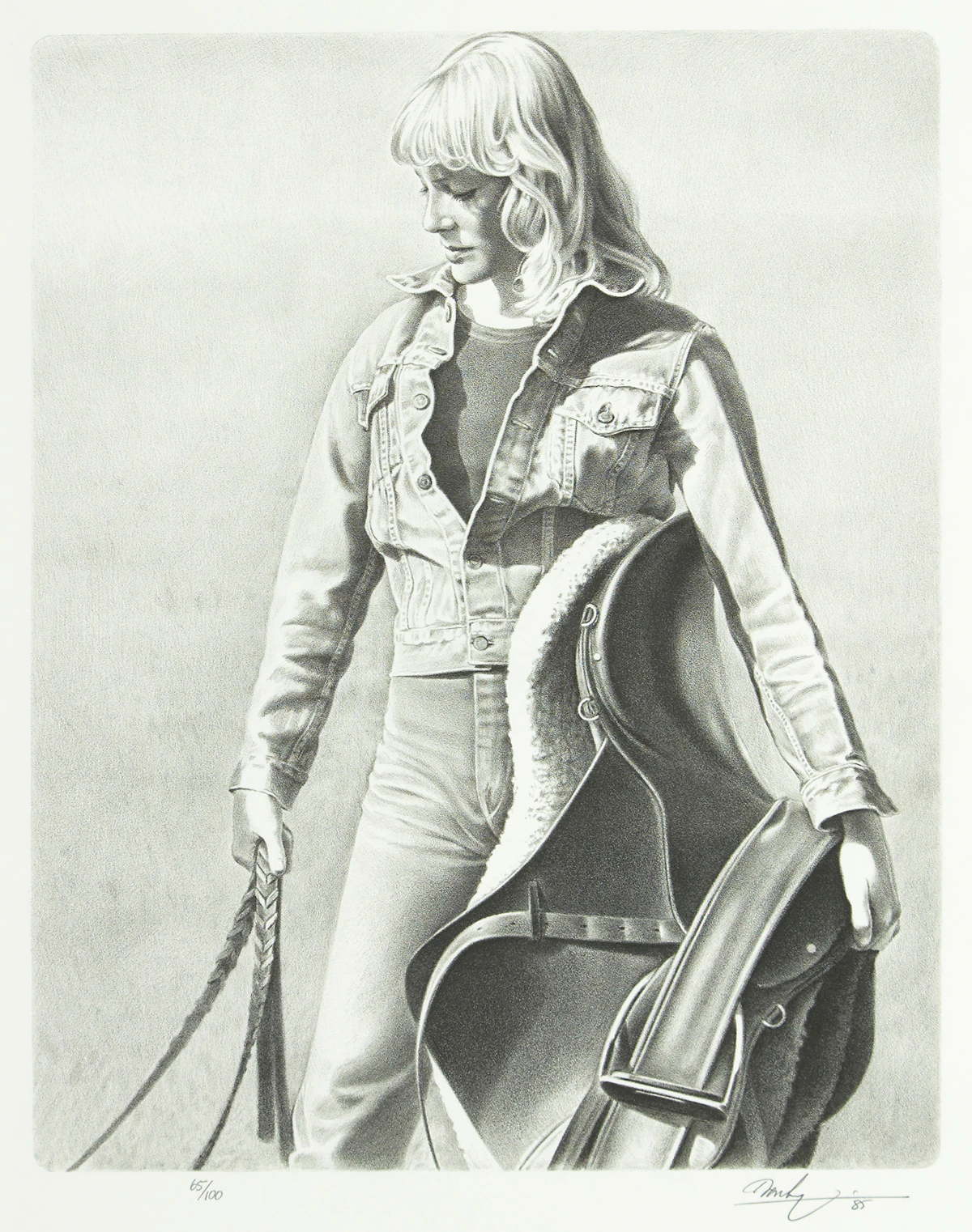 Kenneth Danby, English Saddle, black and white lithograph, 1985