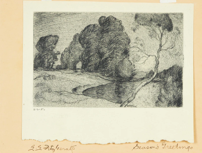 Lionel LeMoine FitzGerald, Landscape, Moonlight, engraving, 1925 - view 2