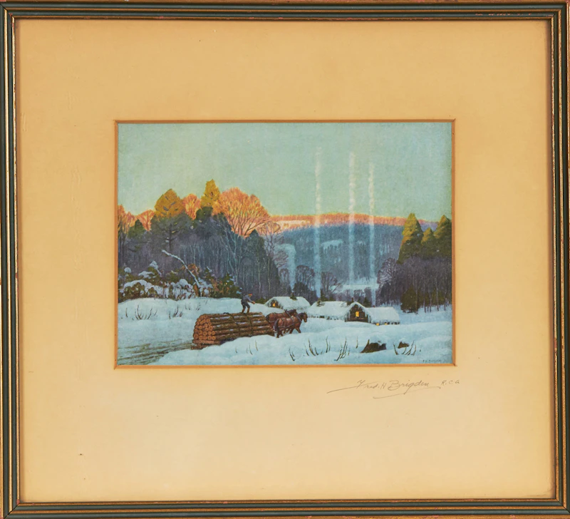 Frederick Henry Brigden, Winter Logging Scene, colour photolithograph - view 2