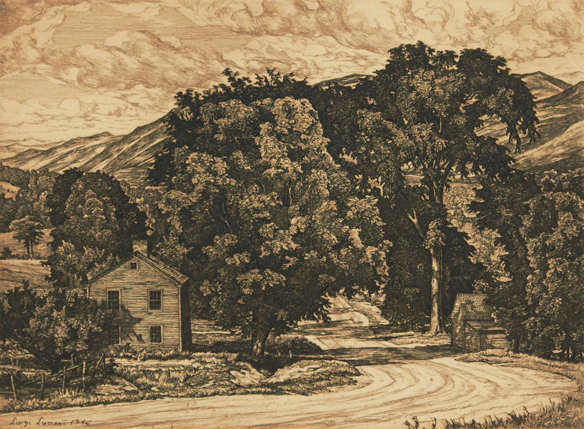 Luigi Lucioni, Country Road, engraving, 1946
