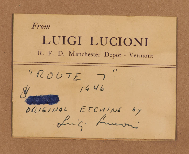 Luigi Lucioni, Country Road, engraving, 1946 - view 3