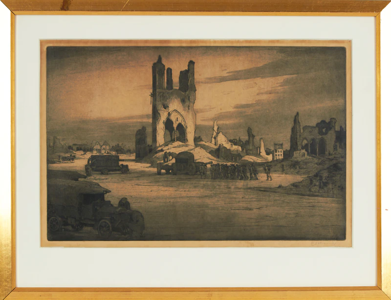 Cyril Henry Barraud, The Great Square, Ypres, etching, circa 1919 - view 2