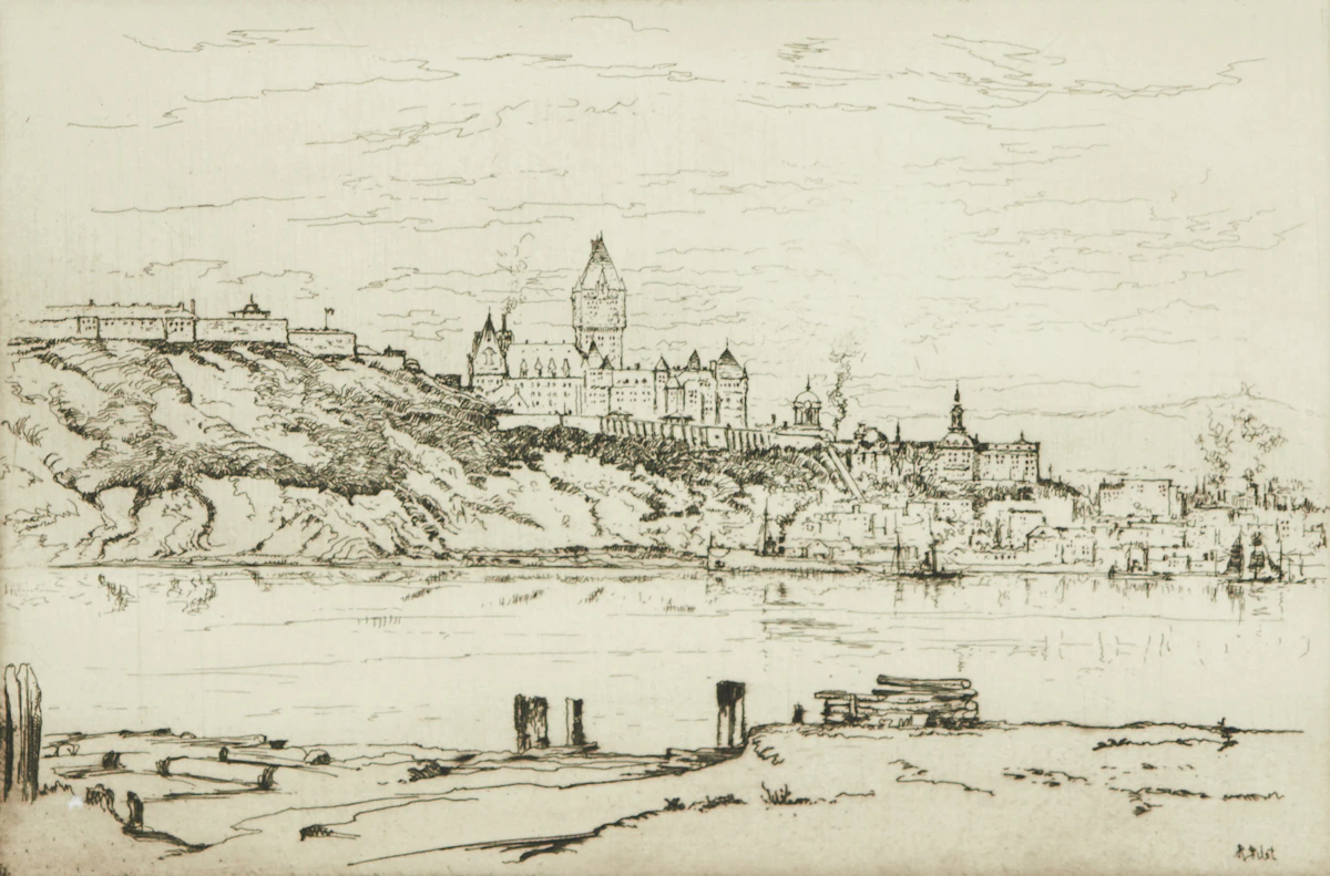 Robert Wakeham Pilot, Quebec from Pointe Levis, etching
