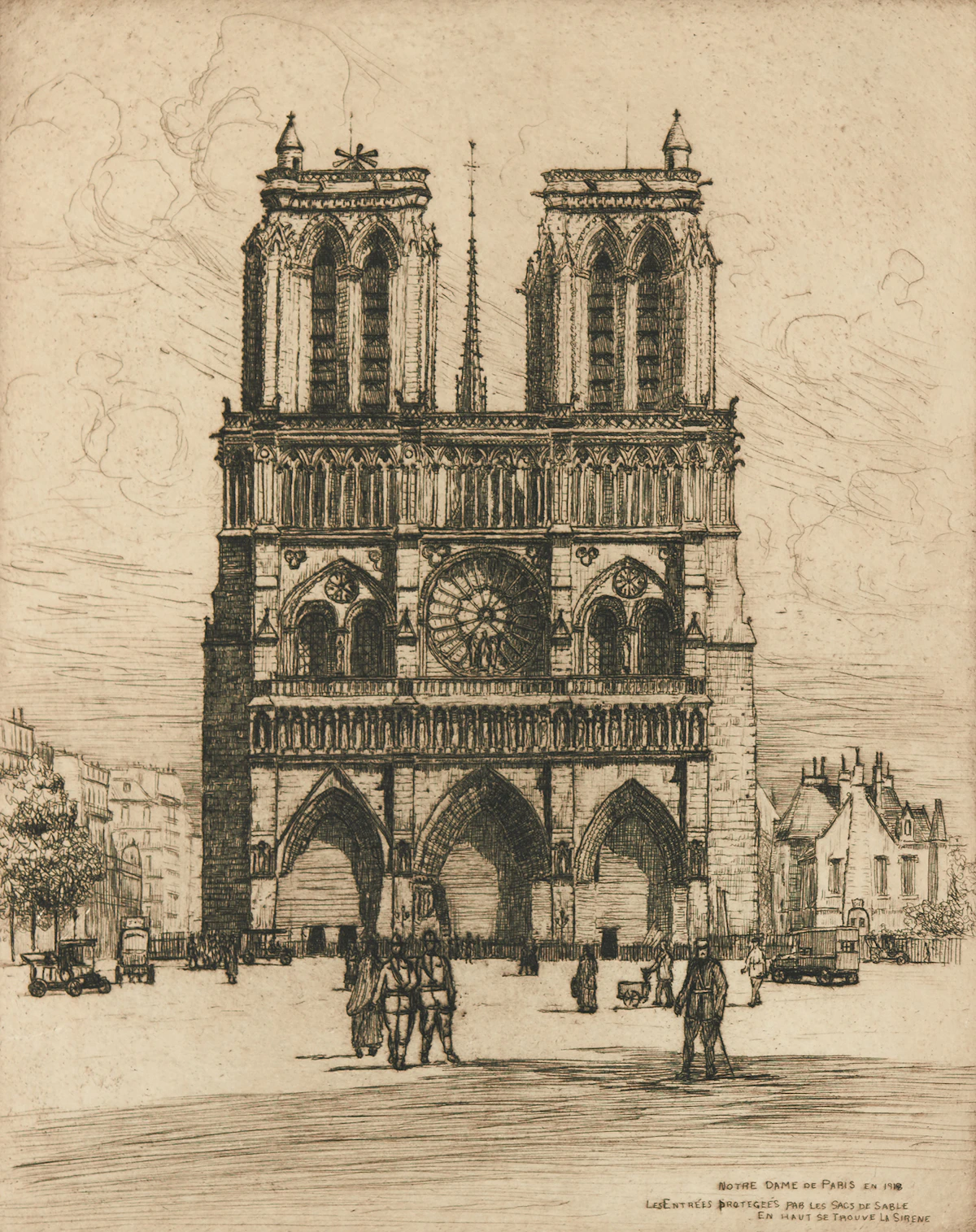 Caroline Helena Armington, Notre Dame de Paris en 1918, etching