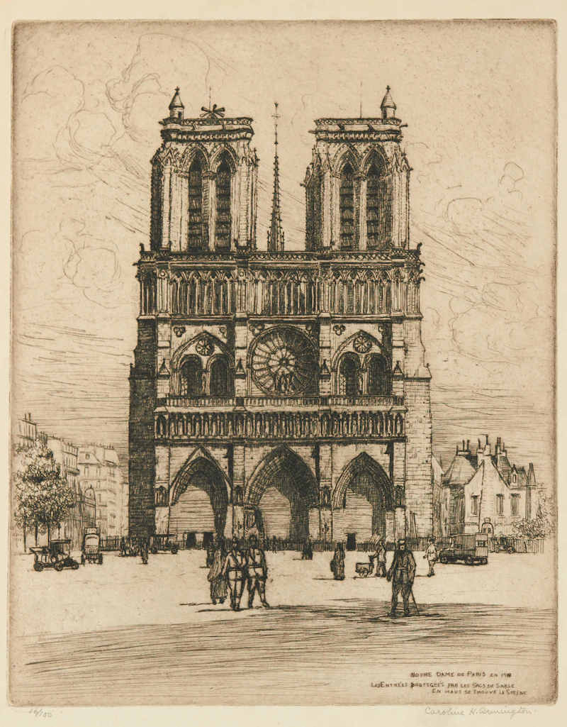 Caroline Helena Armington, Notre Dame de Paris en 1918, etching - view 2