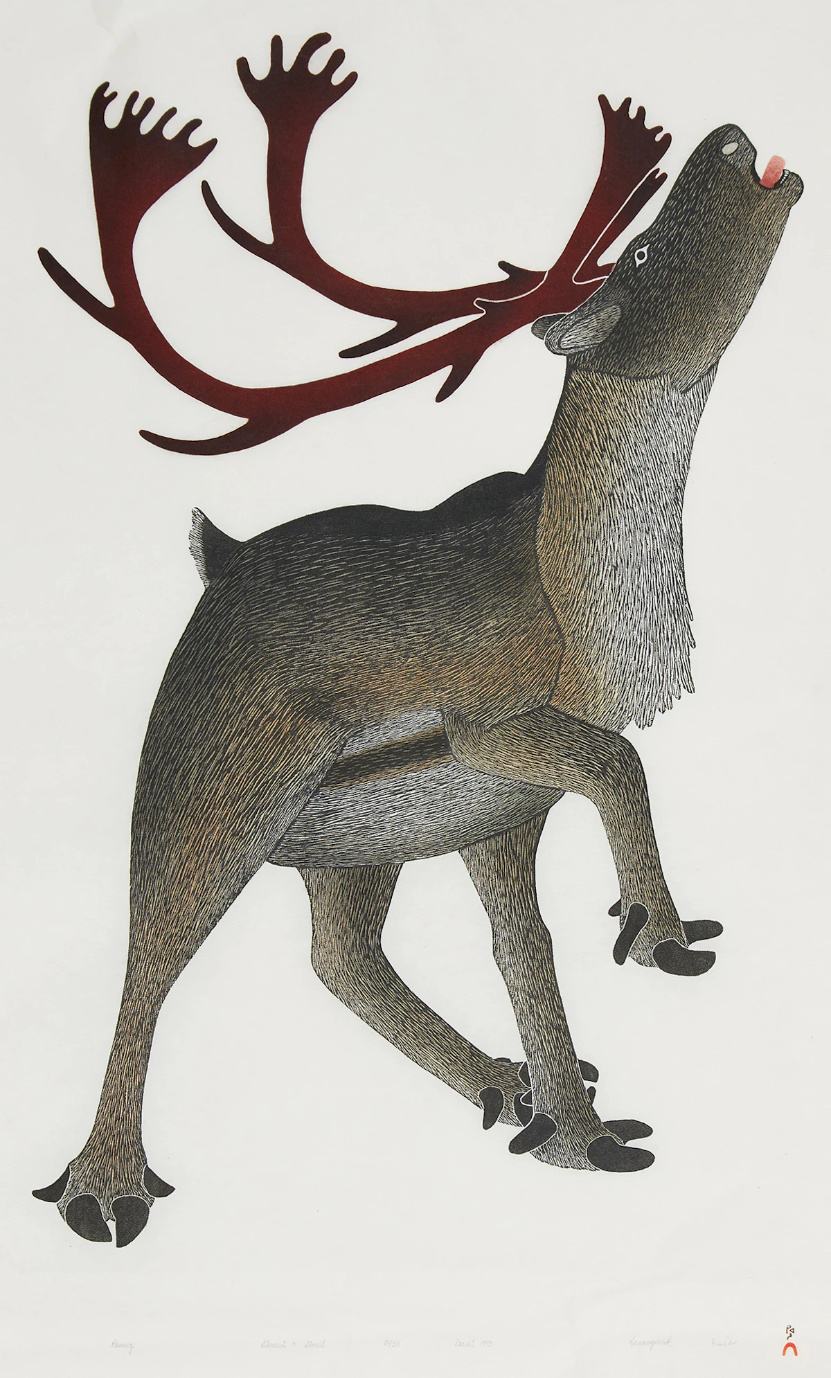 Kananginak Pootoogook, Panniq, stonecut and stencil, 1993