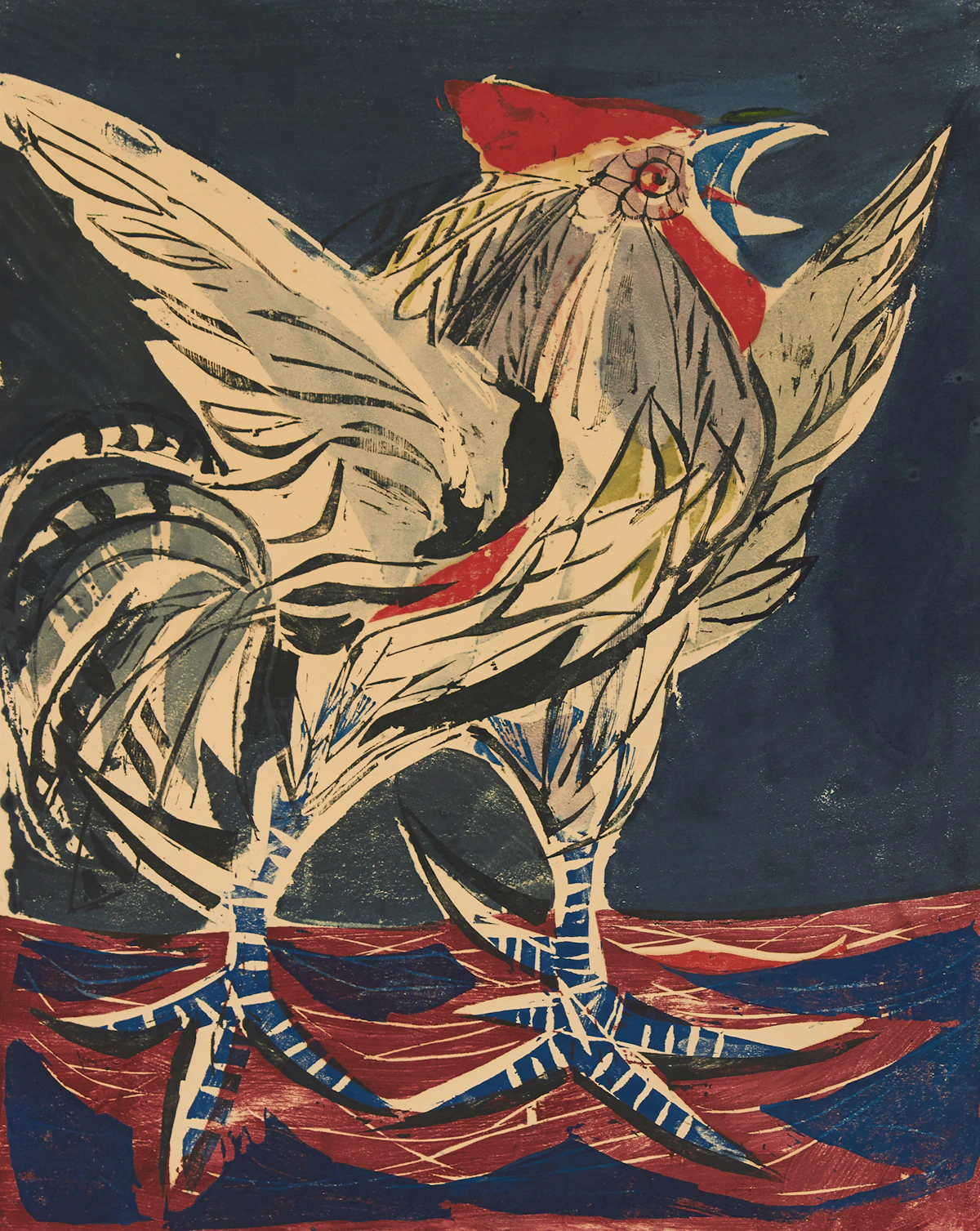 Paul René Gauguin, Coquerel, coloured woodcut, 1949