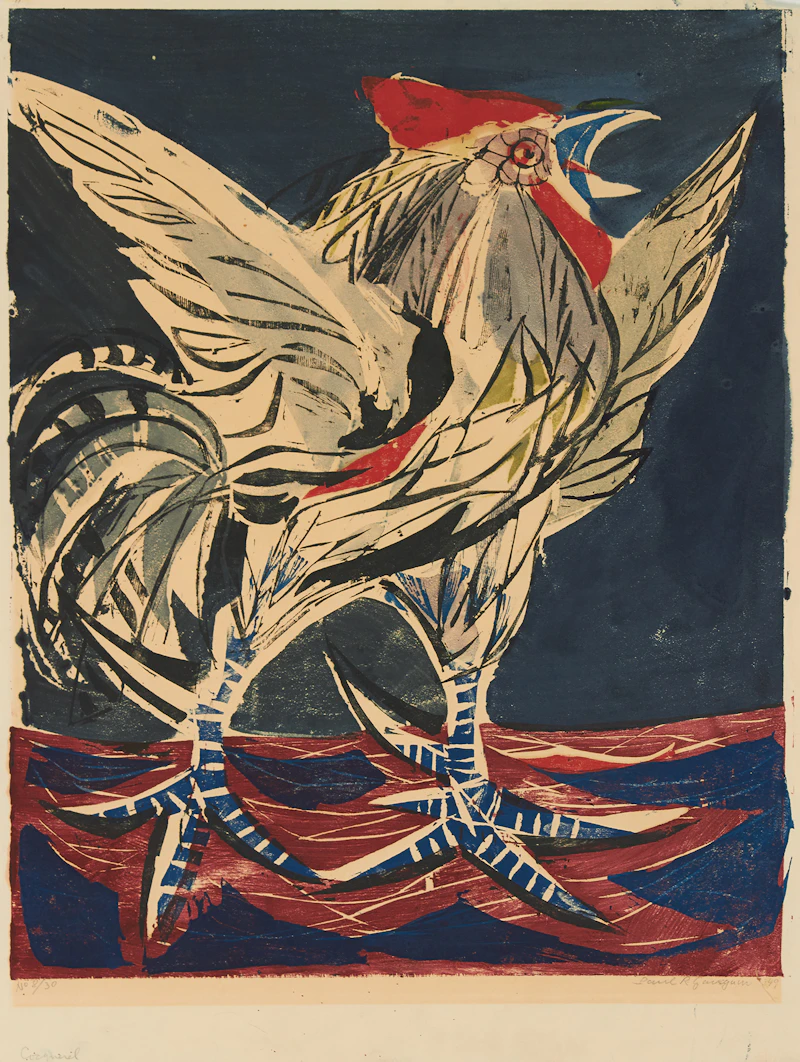 Paul René Gauguin, Coquerel, coloured woodcut, 1949 - view 2