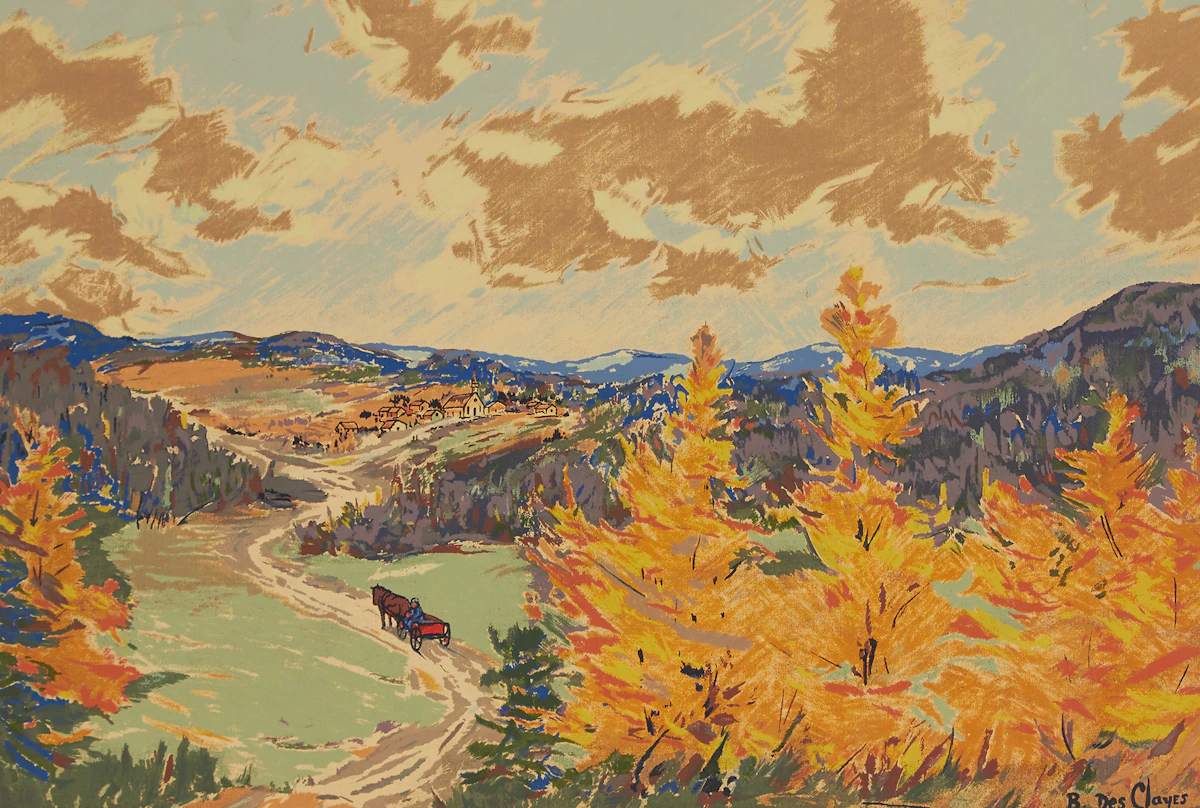 Berthe Des Clayes, Landscape with Horse and Wagon, sampson-matthews silkscreen